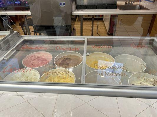 Tub cooler with different ice cream flavors