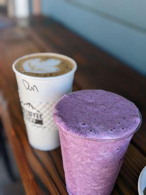 Dark mocha and mixed berry smoothie