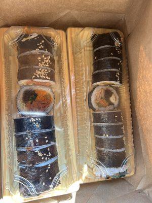 Jeyuk and odeng kimbap.