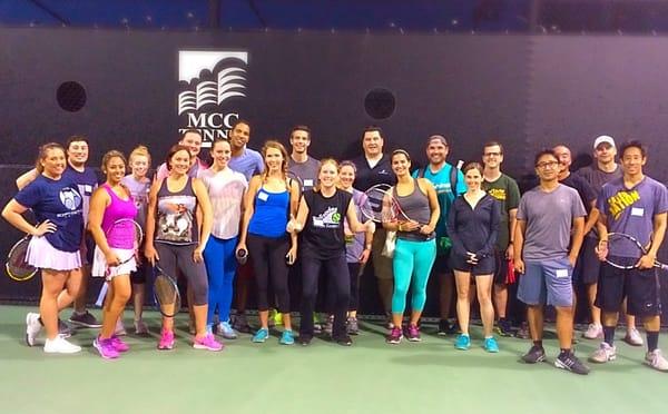 Sip 'n Serve Tennis at Marina City Club court #1 on July 22, 2015.  Great fun!