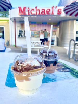 Peanut butter sundae and Death by Chocolate