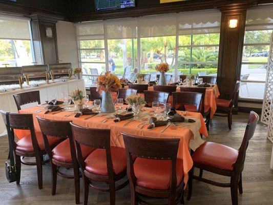 Dinner area I provide decorations and Jannette made sure it was set up perfectly