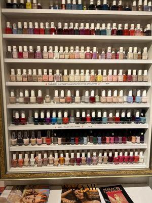 Color wall - didn't get a pic of the gel colors but they have Shellac/Essie/OPI