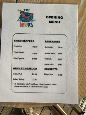 Opening menu.