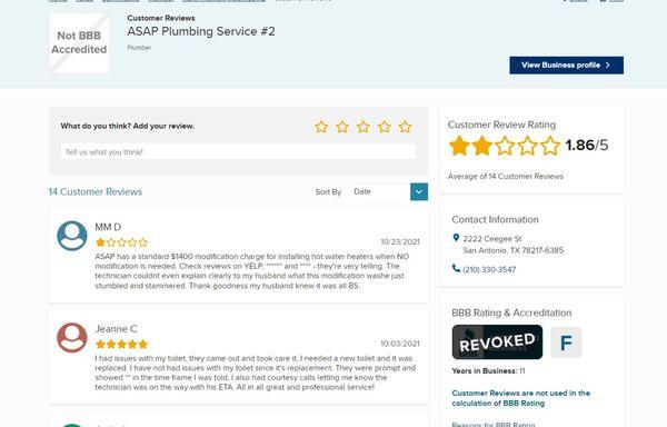 07/06/2022 rating with Better Business Bureau