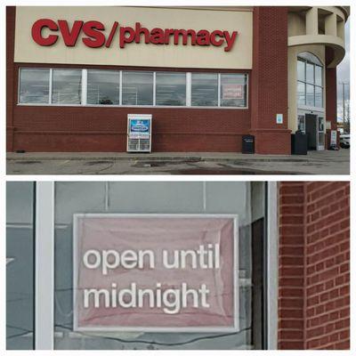 This CVS Store is not Open 24 Hours as previously.  Instead OPEN till Midnight!  10/30/2023