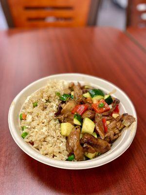 Build your Own bowl - Veggie Fried Rice and Kung Pao chicken