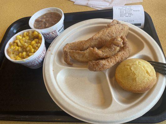 Fried Fish.  Lunch near the charger...