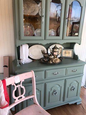 hutch restyled in duck egg blue chalk paint