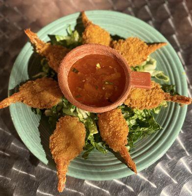 Beer battered shrimp appetizer