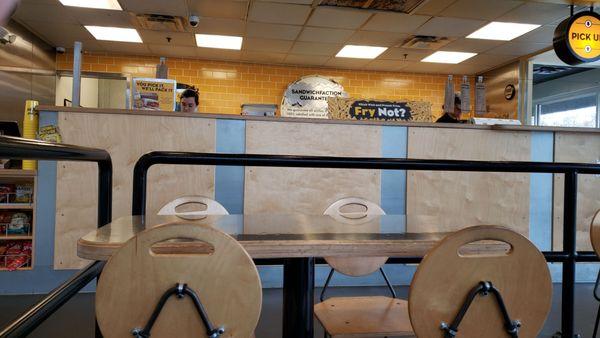 Inside of restaurant. I love that they have "normal" tables and chairs instead of those high stool chairs like most places