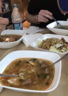 Khao piek and papaya salad