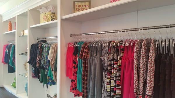 Beautiful selection of designer clothing on display