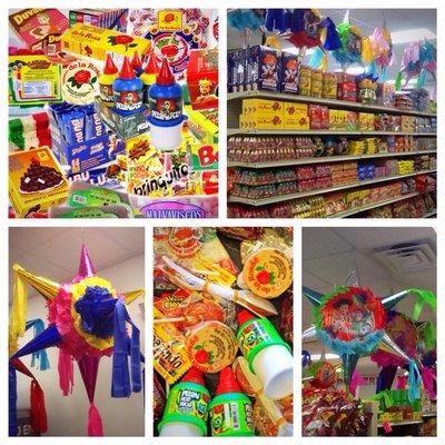 Variety of Mexican candies! And piñatas !