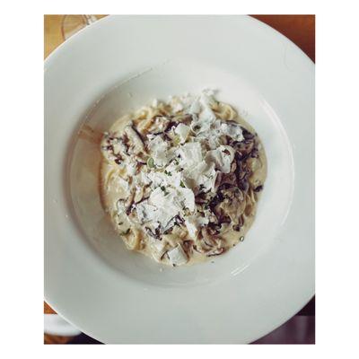 Shiitake Mushroom with a fresh brandy cream sauce over house made linguine.