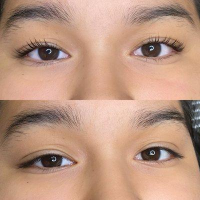 Lash lift before and after