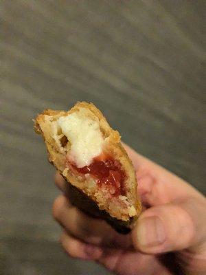 Cross-section of my strawberries and cream fried pie. Excellent! I need another one.