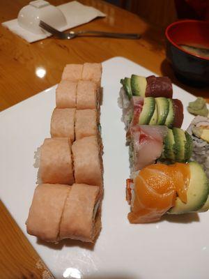 Spicy girl roll and rainbow rolls