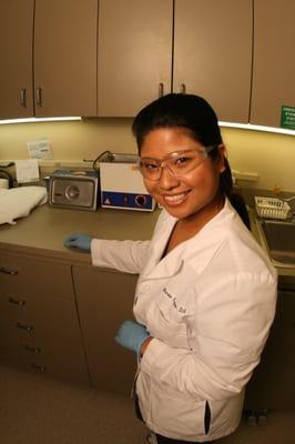 Maria, one of our great assistants, is helping us in our state of the art sterilization area