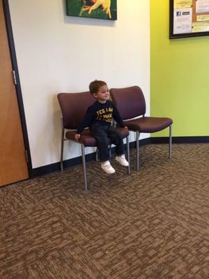 My son in waiting area