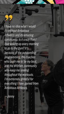 "It's because of the outstanding programming, the coaches who push me to be my best, and the #fitfam community who keep me smiling."