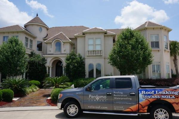 Roof repair to existing architectural roofing shingles. Gutter repair to aluminum 6 inch seamless gutters...