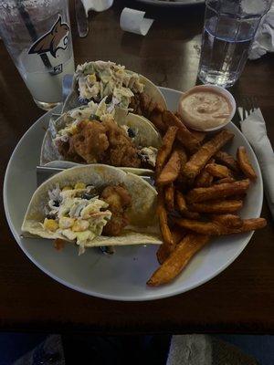 Fish Street Tacos and sweet potato fries