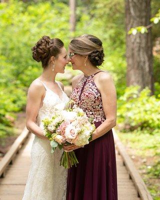 My bridal updo and my mother's, both by the talented Tasey Baker!