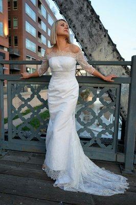 Chantilly lace mermaid gown.