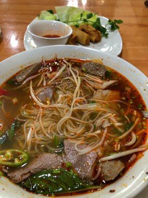 Egg rolls and combination pho