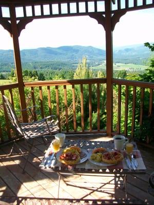 Breakfast outside in the backyard