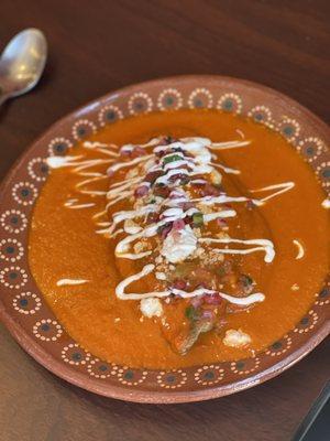 Chile Relleno served with rice & beans on the side