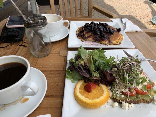 Frutti di Bosco Pancakes and Classic Avocado Smash Toast