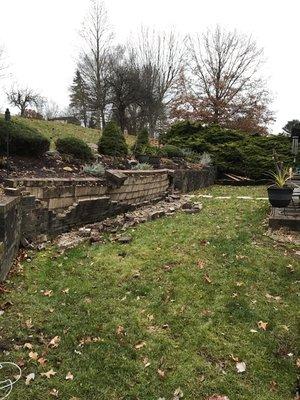 Old broken down retaining wall prior to replacement...