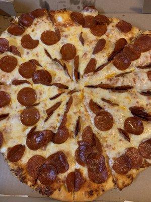 Large Pepperoni - perfect amount of cheese. So good