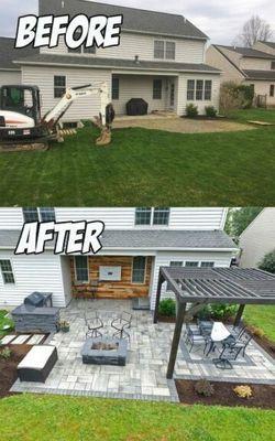 This is a beautiful transformation of a back garden using ledgestone pavers