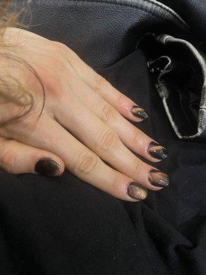 Gel manicure + cat eye polish