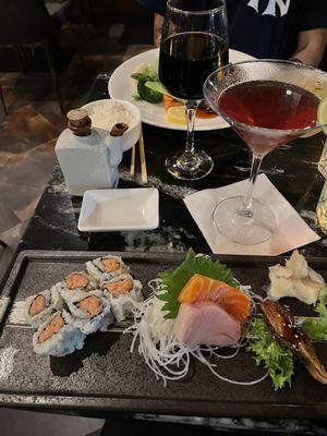 Spicy Tuna Yellowtail Salmon Eel Pomegranate martini