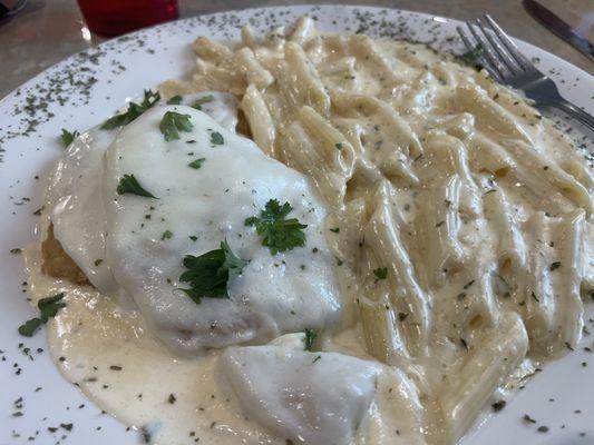 Chicken Parm special with Alfredo.