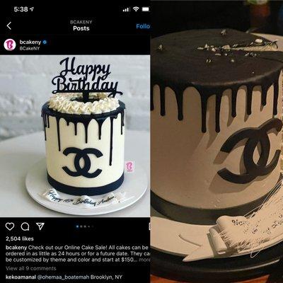 Left is the cake I ordered Right is the cake I received