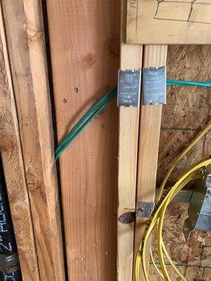 Protective plates for wiring during construction phase.