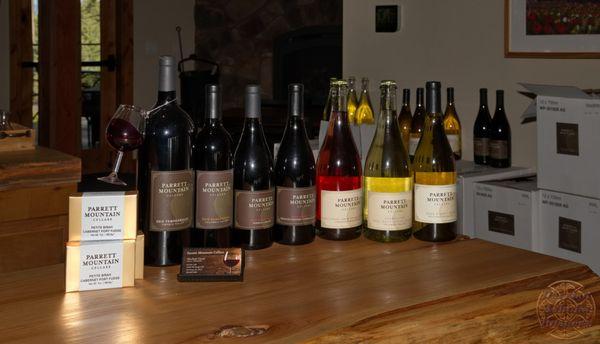 A wine selection at Parrett Mountain Cellars.