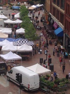 Another view out of the window... Wednesday is Farmer's Market Day in Monument Square during Summer and Fall.