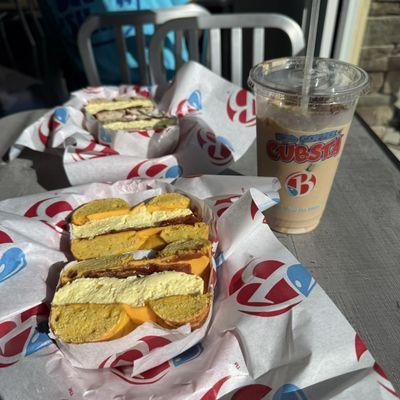 We had the bacon egg and cheese on Asiago bagel and the cinnamon raisin. I was very pleased.