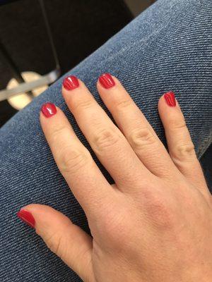 Gel manicure in my favorite shade, OPI Red