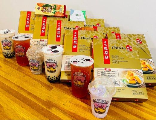 Soft Serve Frozen Yogurt Ice Cream 12oz Cup, Brown Sugar Pearl Milk, Rose Lychee Green Tea or Black Tea, Taiwanese Snacks