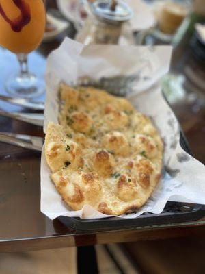 Close up of the garlic naan