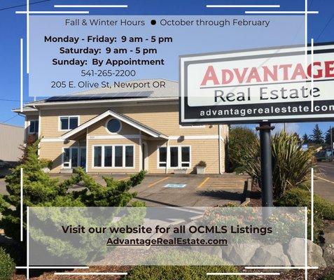 Stop in anytime during our regular business hours or call for an appointment 541-265-2200. https://www.advantagerealestate.com/