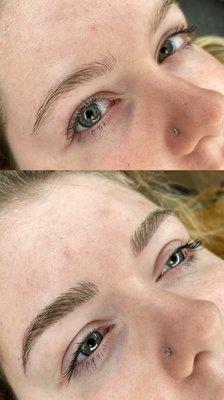 Before and after microblading