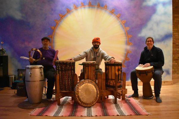 Yoga with Drums special class - thank you Dog Beach Drummers!